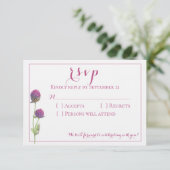 Aquarel Wilde Bloem Roze Bloemen Bruiloft RSVP Kaart (Staand voorkant)