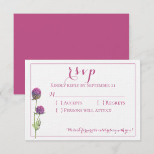 Aquarel Wilde Bloem Roze Bloemen Bruiloft RSVP Kaart