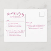 Aquarel Wilde Bloem Roze Bloemen RSVP Menu Optie (Achterkant)