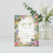 Aquarel Wilde Bloem RSVP Kaart met QR Code (Staand voorkant)