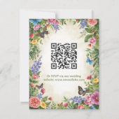 Aquarel Wilde Bloem RSVP Kaart met QR Code (Achterkant)