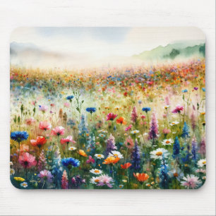 Aquarel Wilde Bloem Schilderachtig Landschap Muismat