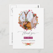 Aquarel Wilde Bloem Trouwfoto Bedankt Briefkaart (Voorkant / Achterkant)