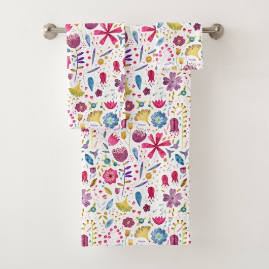 Aquarel Wilde Bloem Uniek Bad Handdoek (Insitu)