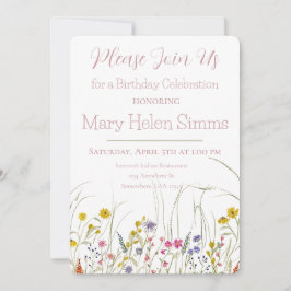 Aquarel Wilde Bloem Verjaardagsfeest Uitnodiging