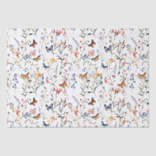 Aquarel wilde bloem vlinder Verpakking Tissuepapier