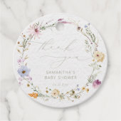 Aquarel Wilde Bloemen Baby Shower Dankjewel Bedankjes Labels (Voorkant)