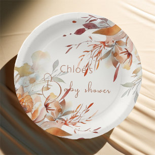 Aquarel wilde bloemen baby shower papieren bordje