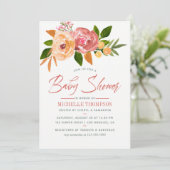 Aquarel wilde bloemen babyshower uitnodiging (Staand voorkant)
