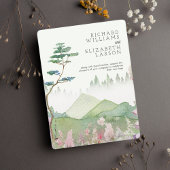 Aquarel Wilde Bloemen Berg Trouw Uitnodiging