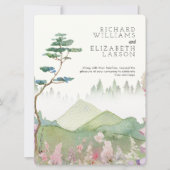 Aquarel Wilde Bloemen Berg Trouw Uitnodiging (Voorkant)