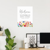 Aquarel Wilde Bloemen Bruiloft Bridal Shower Welko Poster (Thuiskantoor)