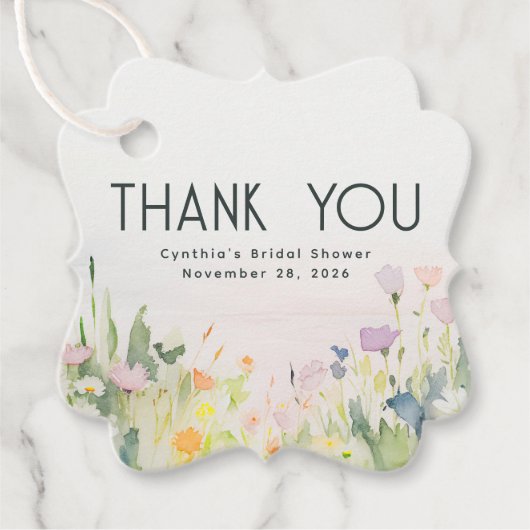 Aquarel Wilde Bloemen Dank Je Bedankjes Labels (Voorkant)