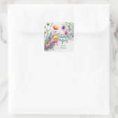 Aquarel Wilde Bloemen Dank Je Vierkante Sticker (Tas)
