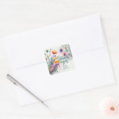 Aquarel Wilde Bloemen Dank Je Vierkante Sticker (Envelop)
