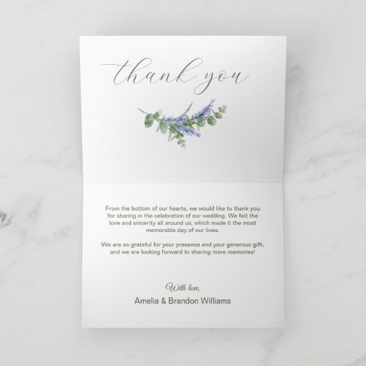 Aquarel Wilde Bloemen en Blauwebes Rustiek Bedankkaart (Binnen)