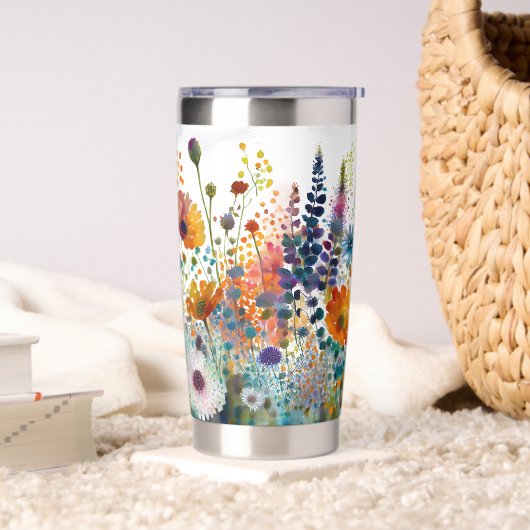 Aquarel wilde bloemen geïsoleerde drinkbeker (Woonkamer)