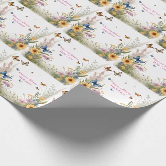 aquarel wilde bloemen grassen en vlinders, cadeaupapier (Hoek)