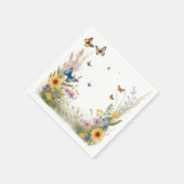 aquarel wilde bloemen grassen en vlinders, servet (Hoek)