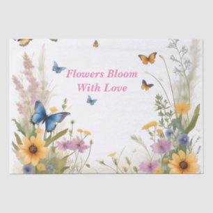 aquarel wilde bloemen grassen en vlinders, tissuepapier