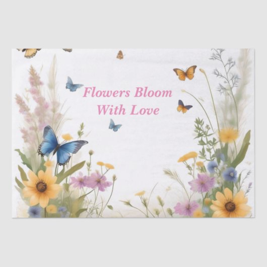 aquarel wilde bloemen grassen en vlinders, tissuepapier (Voorkant)