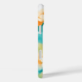 Aquarel wilde bloemen sinaasappel blauwgroen Case-Mate iPhone case (Achterkant / Rechts)