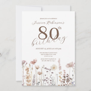Aquarel Wilde Bloemen Tachtigste Verjaardag Kaart