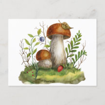 Aquarel Wilde Bos Paddenstoelen en Bessen