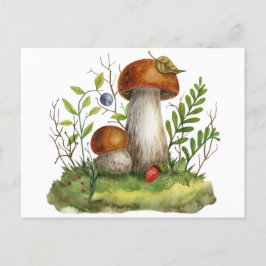 Aquarel Wilde Bos Paddenstoelen en Bessen Briefkaart