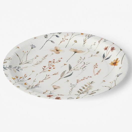Aquarel wildflower boho stijl papieren bordje (Gekanteld)