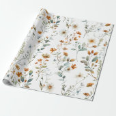 Aquarel wildflower bruiloft cadeaupapier (Uitgerold)