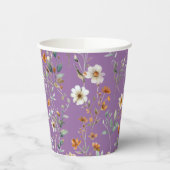 Aquarel wildflower paarse papieren bekers (Links)