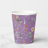 Aquarel wildflower paarse papieren bekers (Rechts)