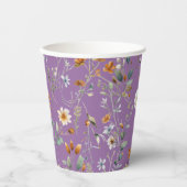 Aquarel wildflower paarse papieren bekers (Voorkant)