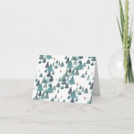 Aquarel Winter Bos Vouwkaart Feestdagen Kaart