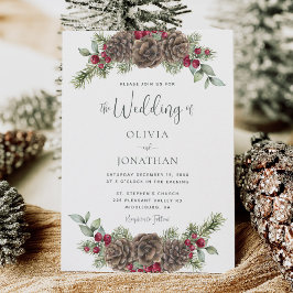 Aquarel Winter Botanische Kerst Huwelijk Kaart