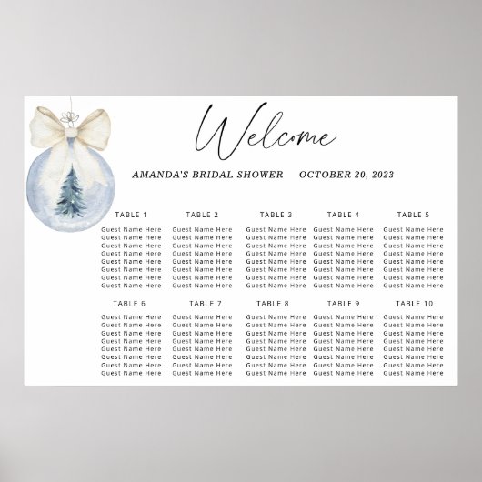 Aquarel winter bruiloft zitplaatsenkaart poster (Voorkant)