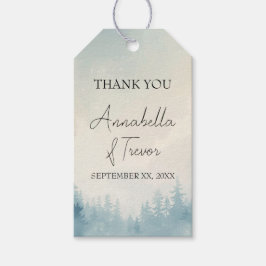 Aquarel Winter Dennenbos Aangepaste Naam Cadeaulabel
