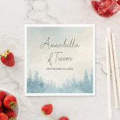 Aquarel Winter Dennenbos Aangepaste Naam Servet (Insitu)