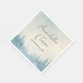 Aquarel Winter Dennenbos Aangepaste Naam Servet (Hoek)