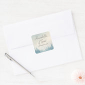 Aquarel Winter Dennenbos Aangepaste Naam Vierkante Sticker (Envelop)