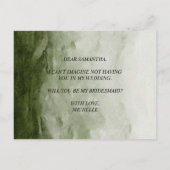 Aquarel Winter Groene Dennenboom & Witte Bloemen Uitnodiging Briefkaart (Achterkant)