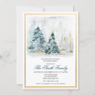 Aquarel Winter Housewarming Uitnodiging