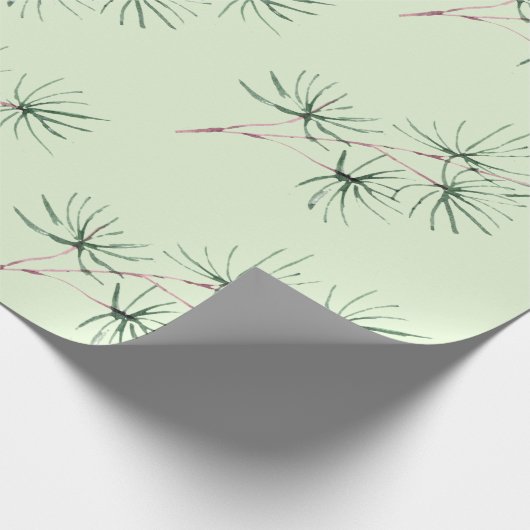 Aquarel Winter Kerstmis Bos Boomtak Cadeaupapier (Hoek)