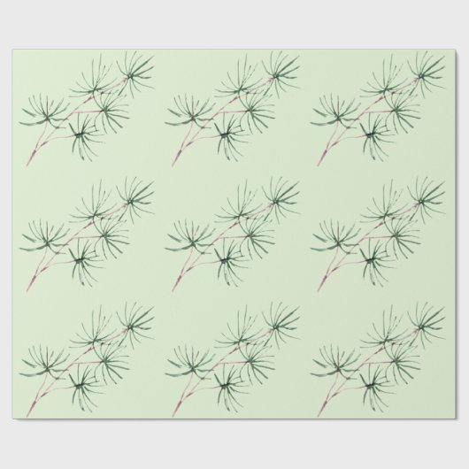 Aquarel Winter Kerstmis Bos Tak Cadeaupapier (Vlak)