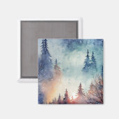 Aquarel Winter Kunstmagneet Magneet (Voorkant / Achterkant)