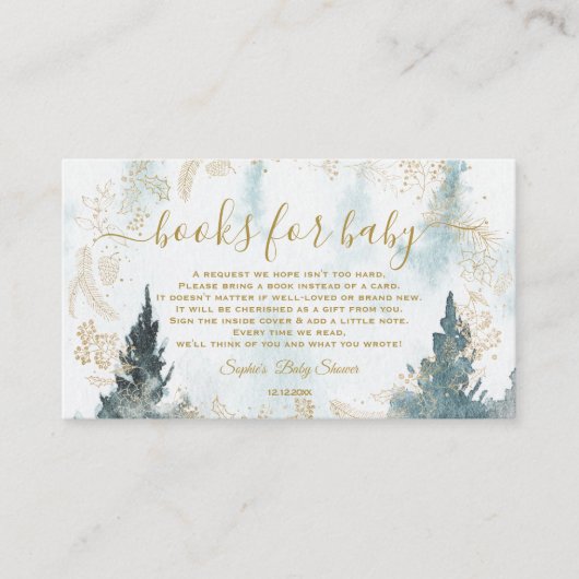 Aquarel Winter Scenery Gouden Boeken voor Baby Informatiekaartje (Voorkant)