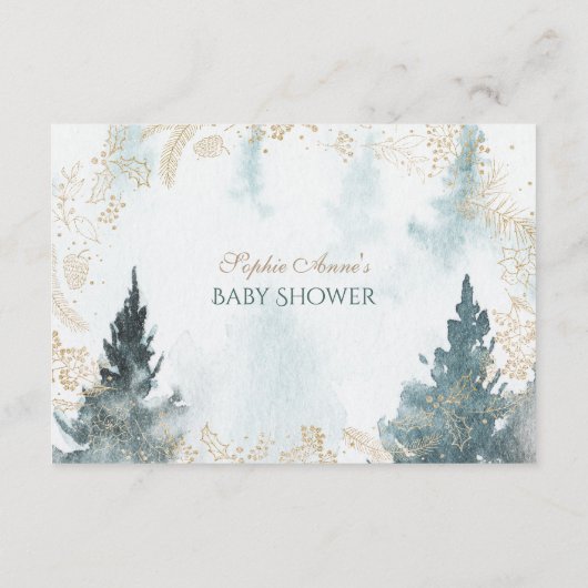 Aquarel Winter Scenery Gouden Luier Raffle Informatiekaartje (Achterkant)
