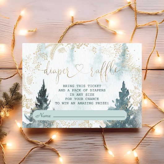 Aquarel Winter Scenery Gouden Luier Raffle Informatiekaartje