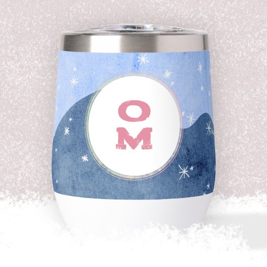 Aquarel Winter Sneeuw Monogram Geschenk